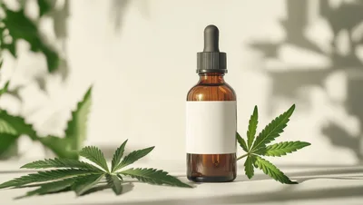 Amber Glass Dropper Bottle With Cannabis Leaves
