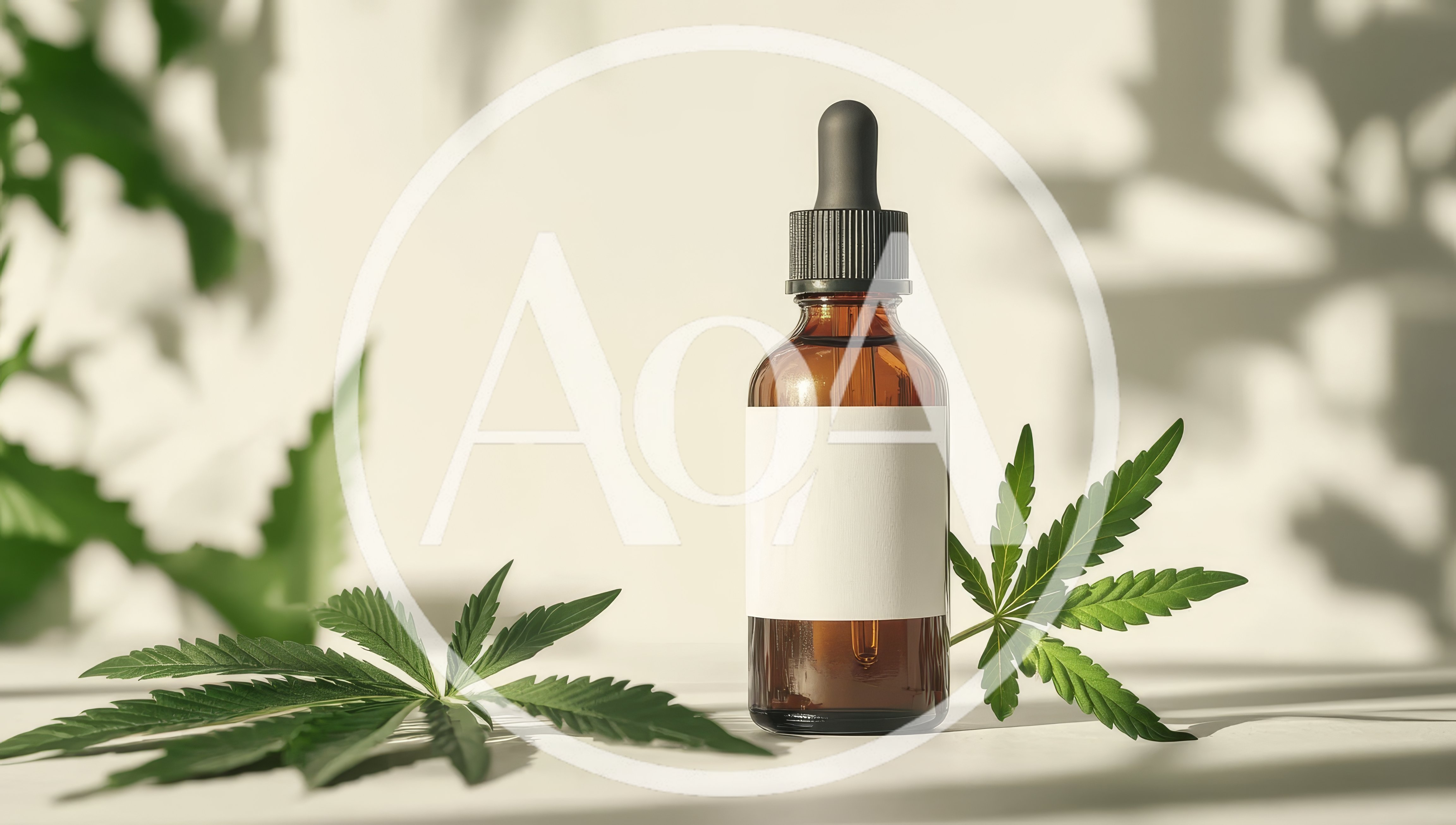 Amber Glass Dropper Bottle With Cannabis Leaves