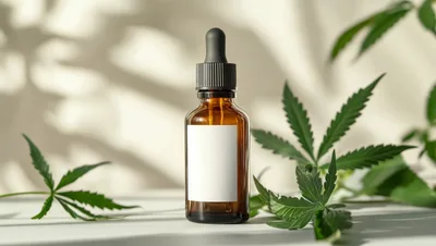 Amber Glass Dropper Bottle With Cannabis Leaves