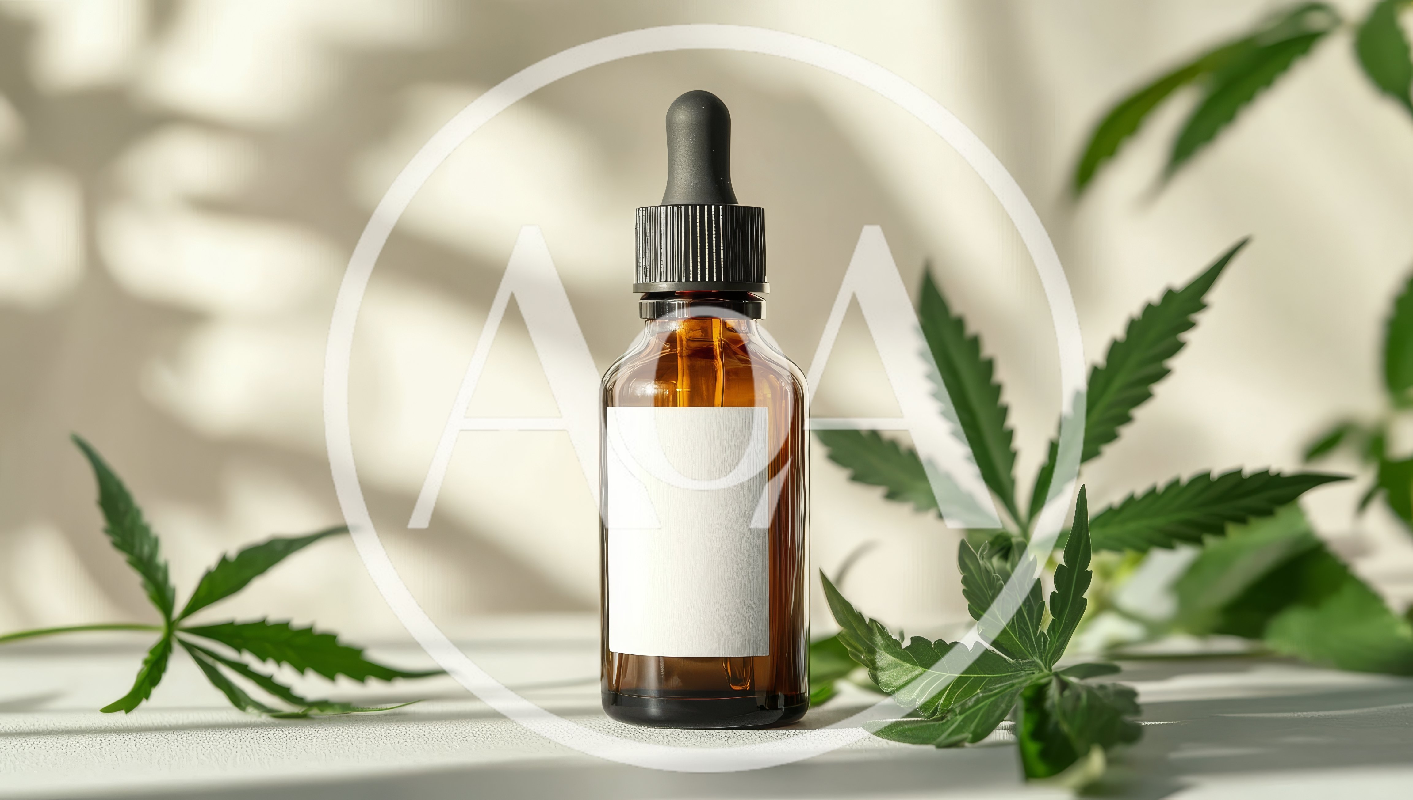 Amber Glass Dropper Bottle With Cannabis Leaves