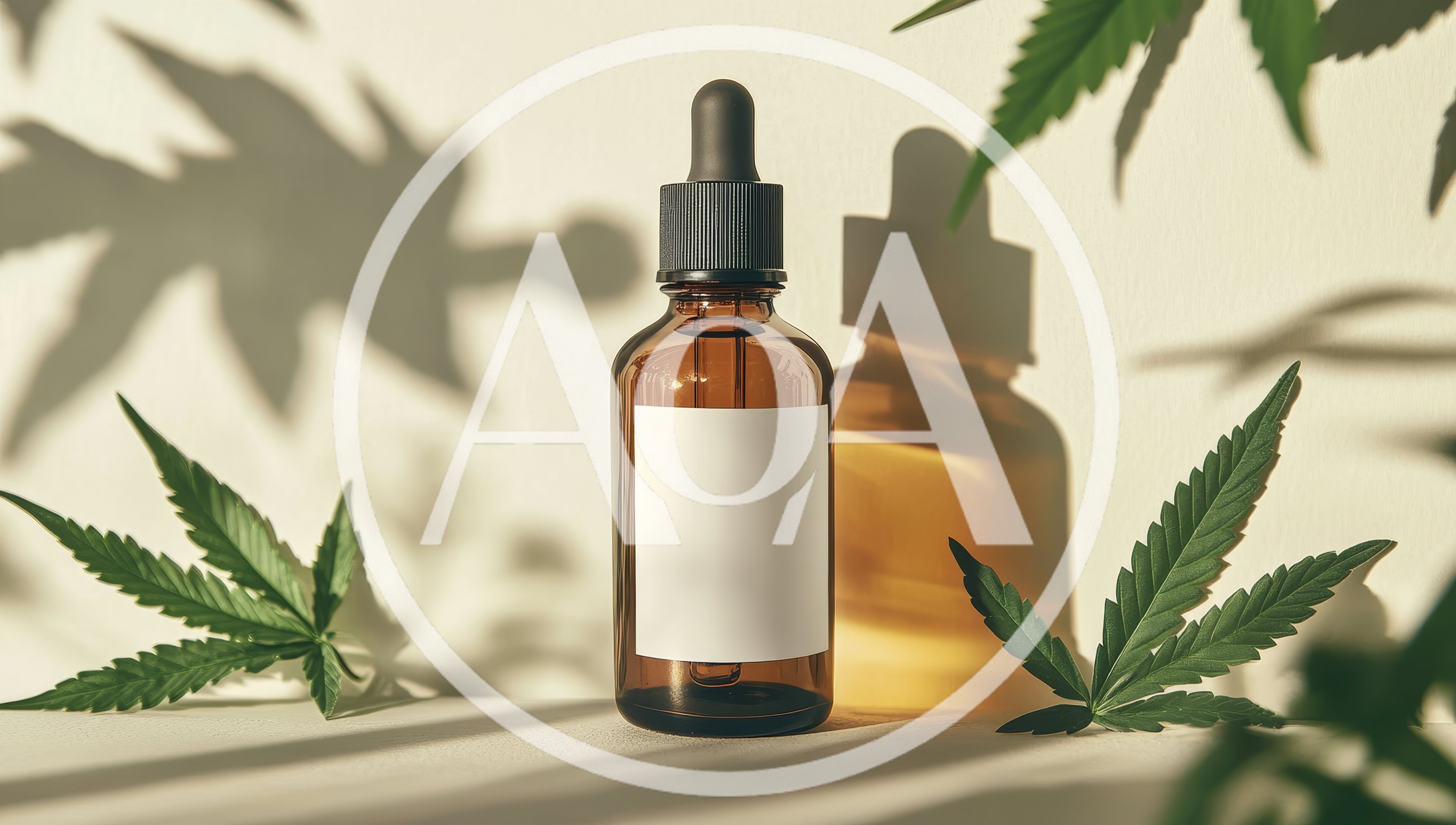 Amber Glass Dropper Bottle With Cannabis Leaves
