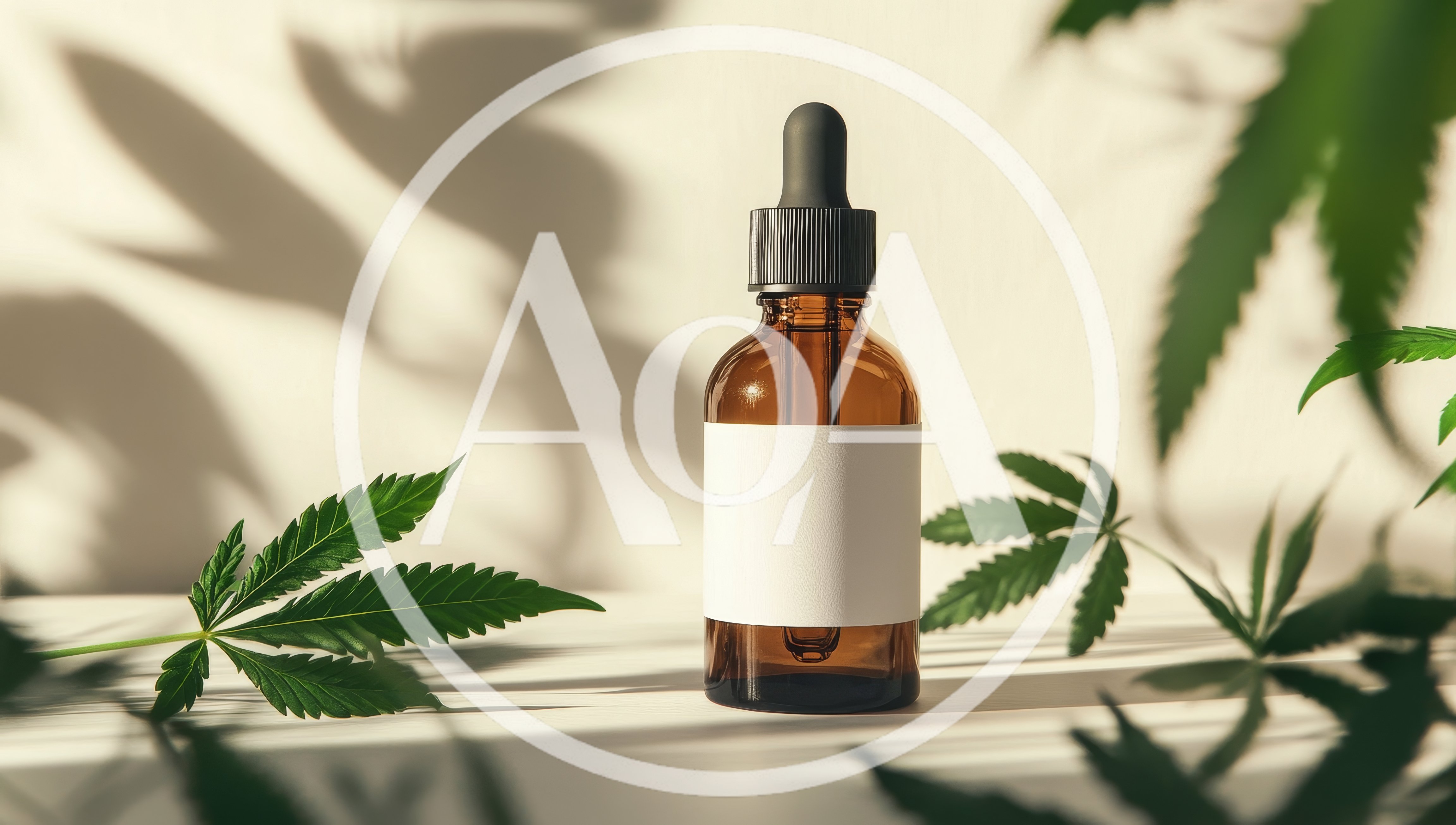 Amber Glass Dropper Bottle With Cannabis Leaves
