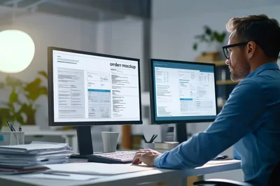 Professional Designer Working On Mockup Designs At Office