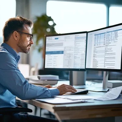 Professional Accountant Working On Financial Data At Office