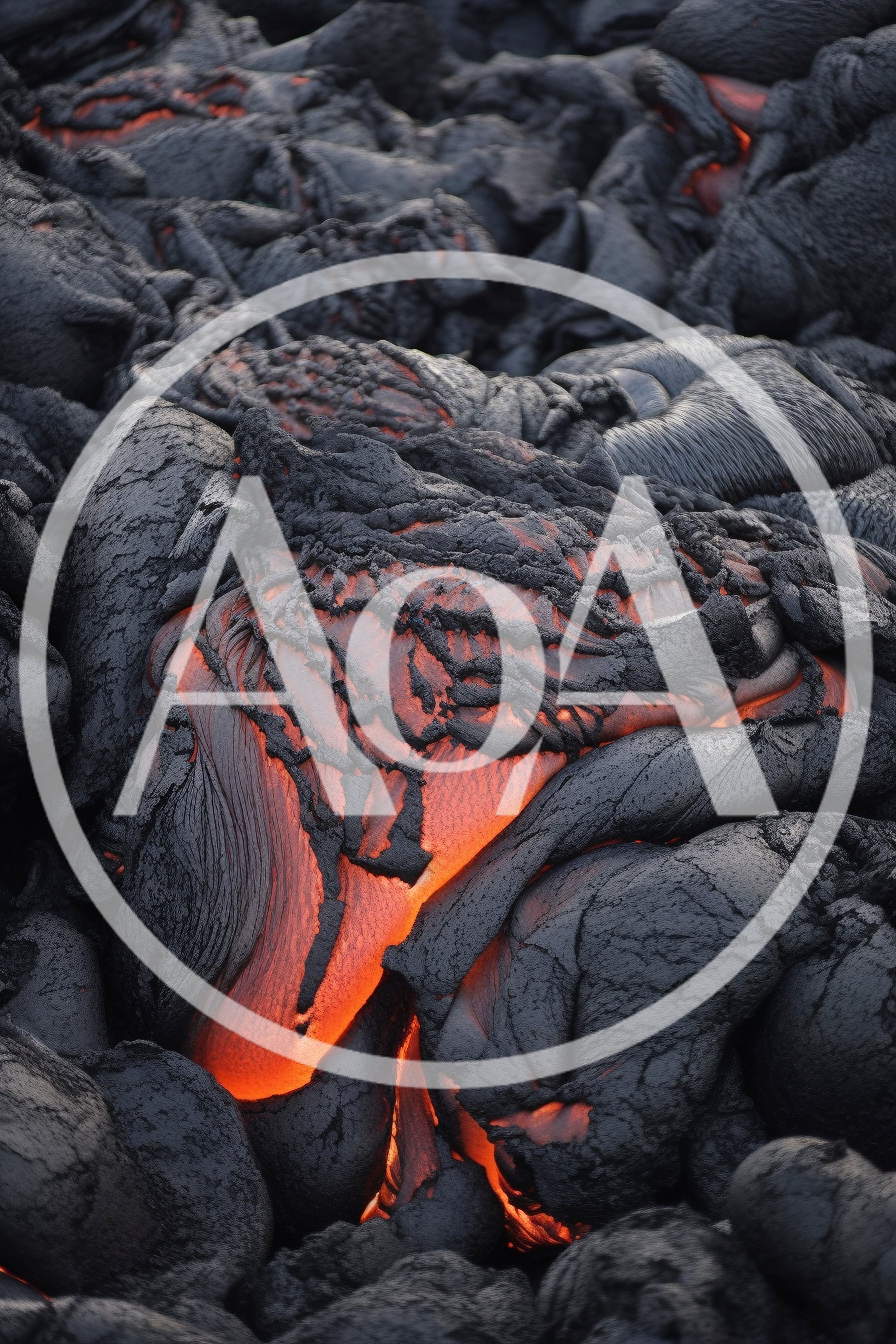 Molten Lava Flowing Over Hardened Volcanic Rock