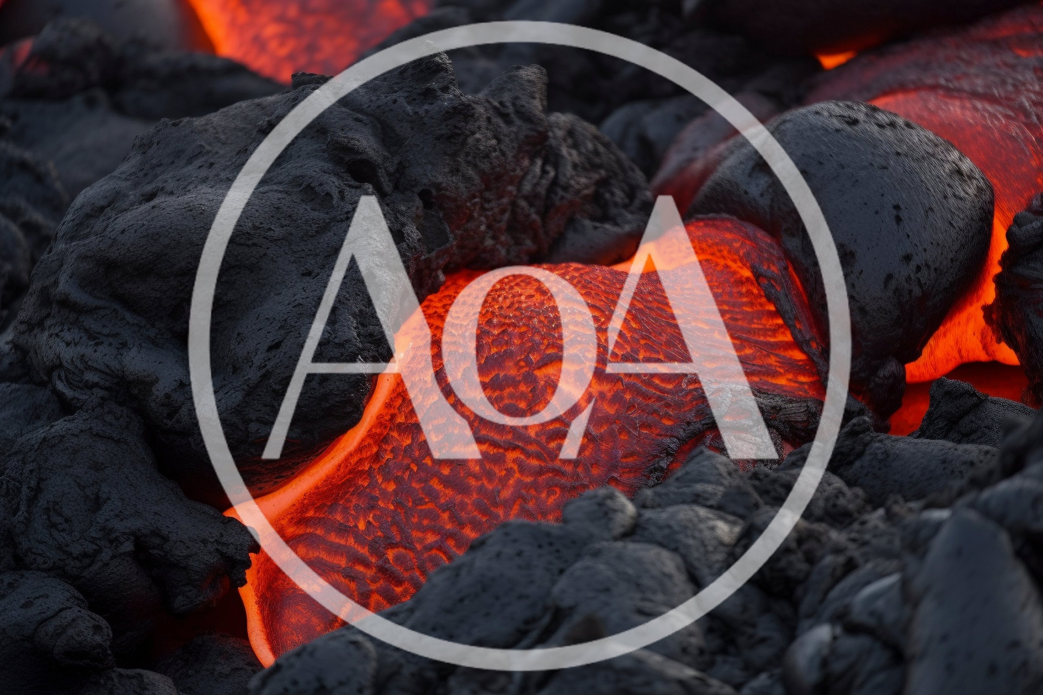 Molten Lava Flowing Through Cooled Volcanic Rock