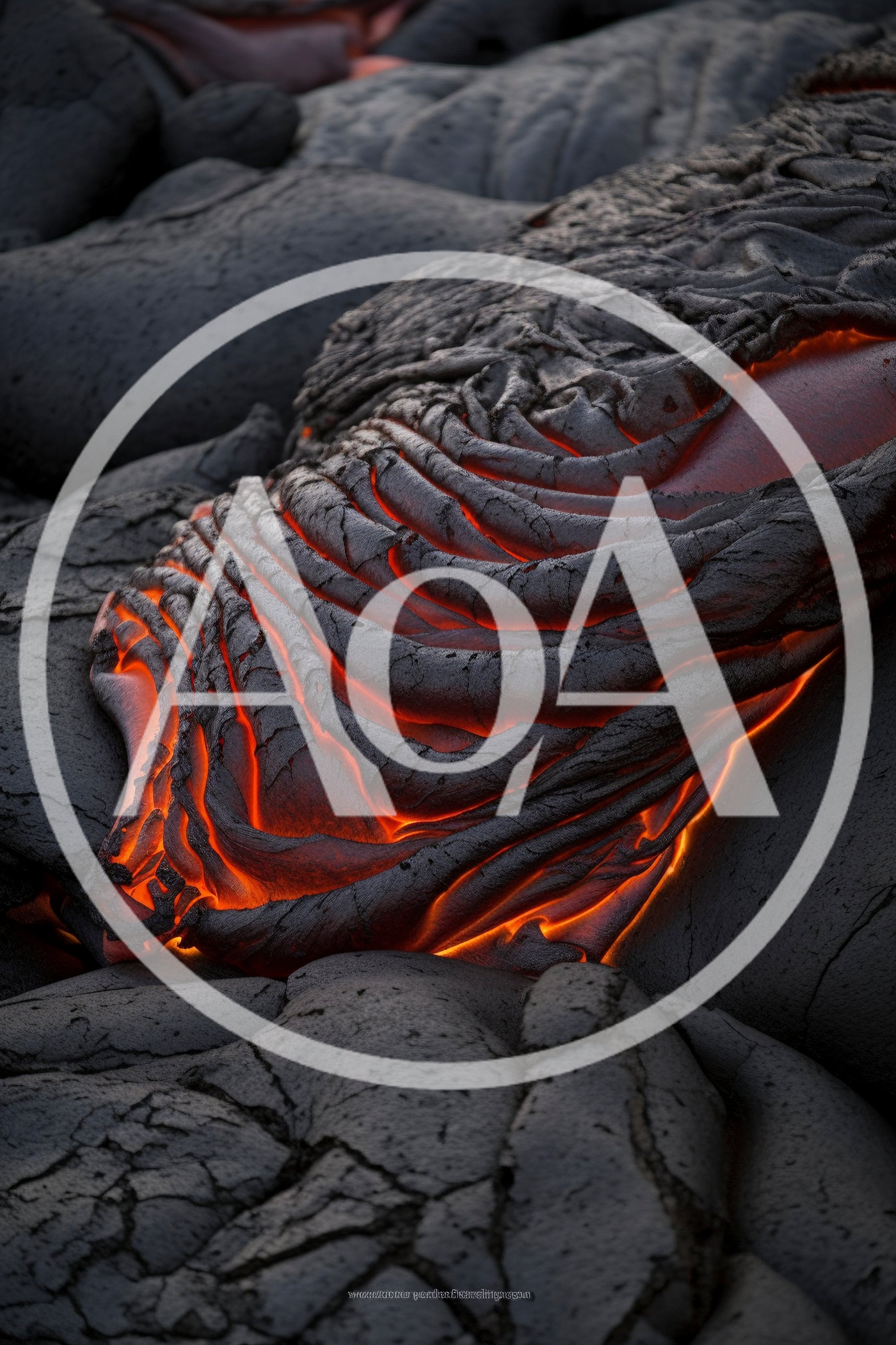 Molten Lava Flowing Over Hardened Volcanic Rock