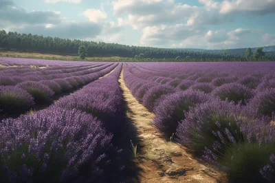 Vast Lavender Field Under A Sunny Blue Sky