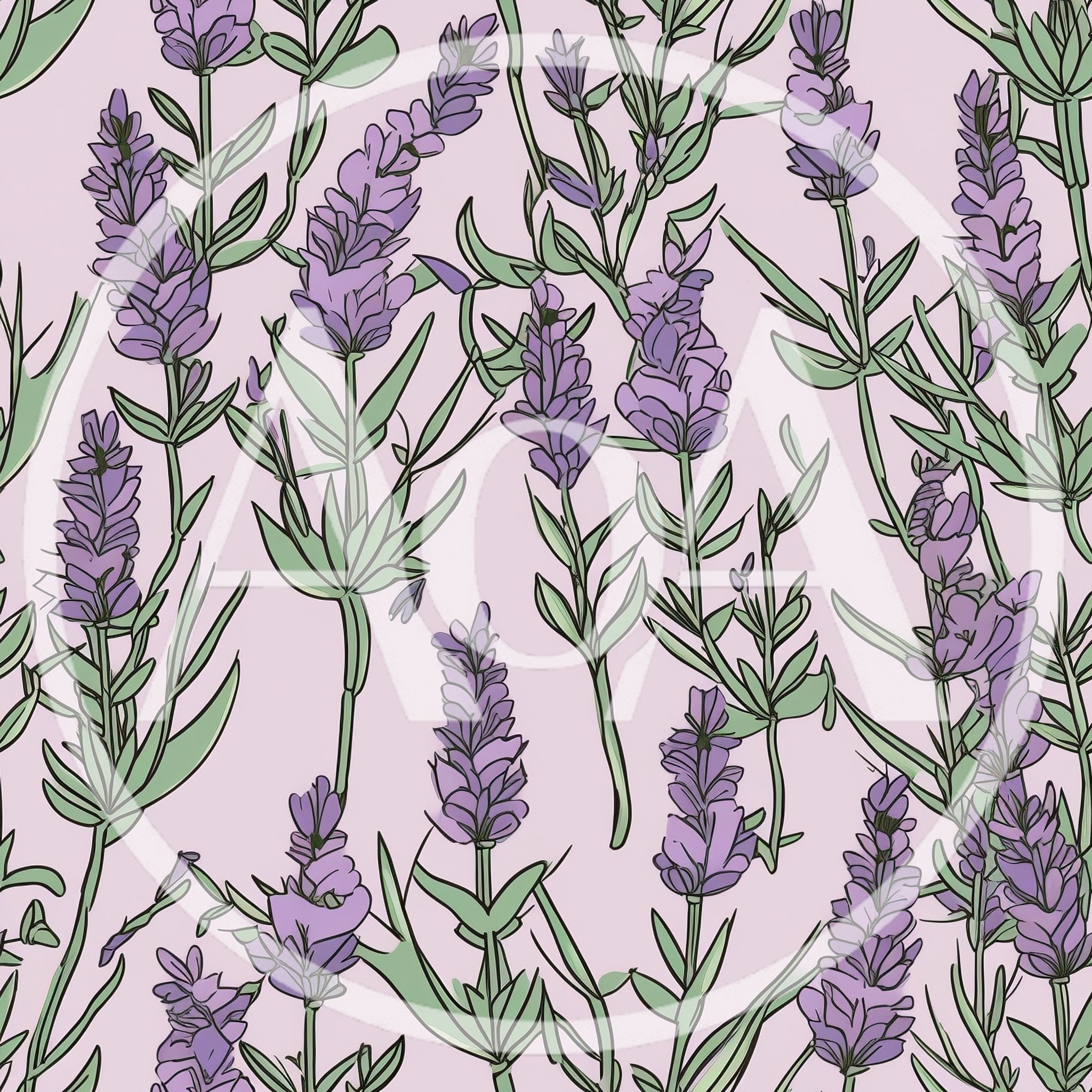 Seamless Pattern Of Hand Drawn Lavender Flowers