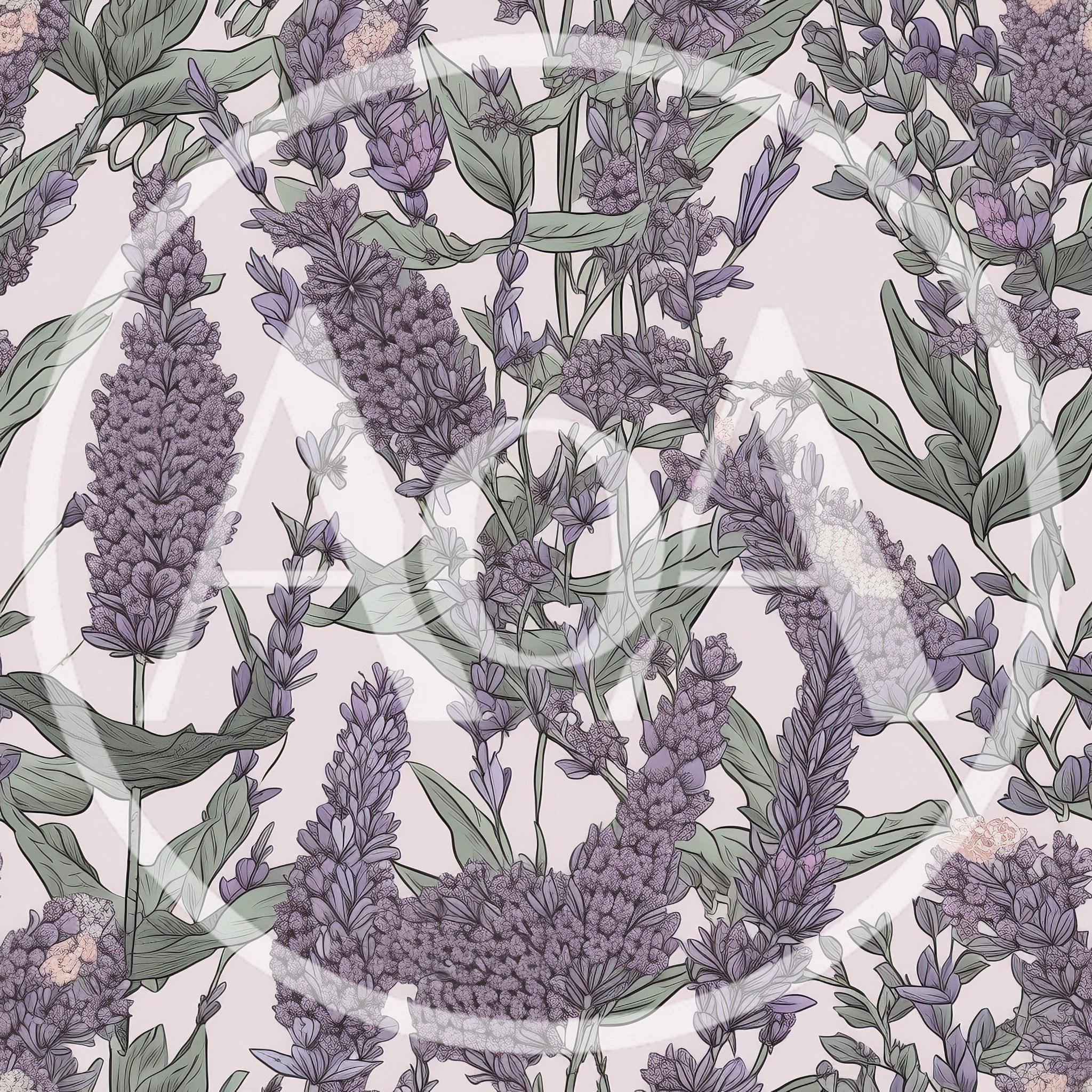 Seamless Pattern Of Hand Drawn Lavender Flowers