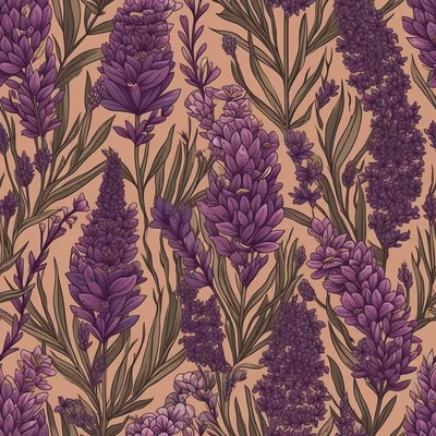Seamless Pattern Of Purple Lavender Flowers