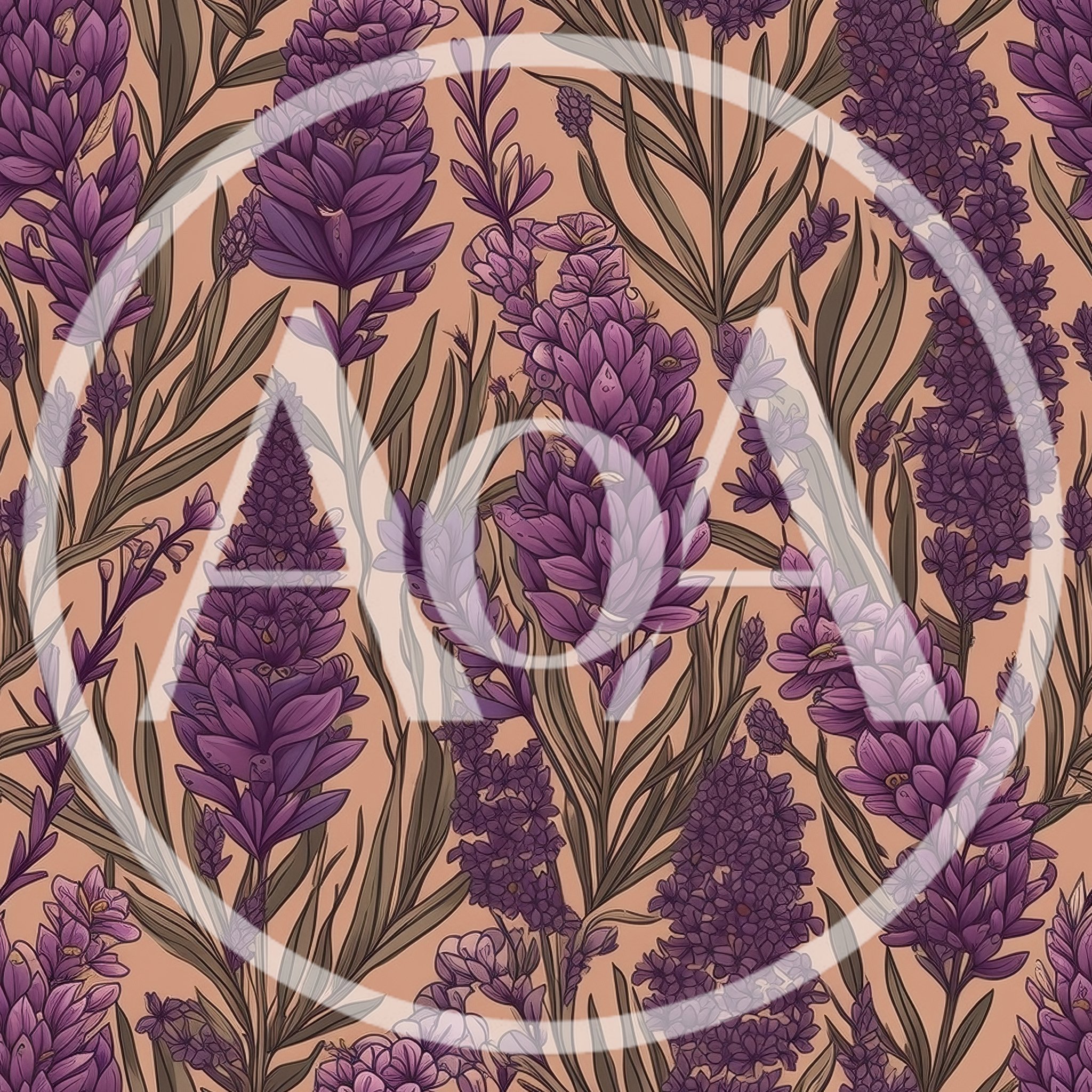 Seamless Pattern Of Purple Lavender Flowers