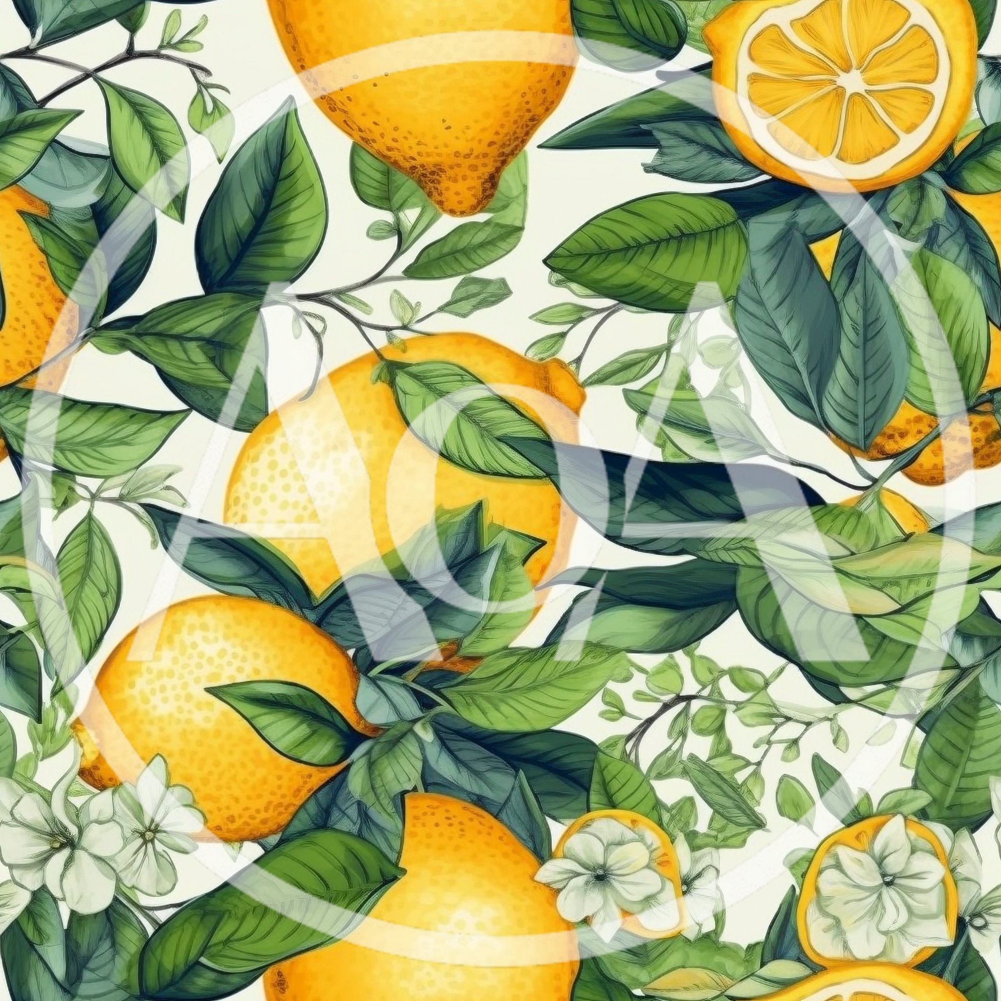 Seamless Pattern Of Fresh Lemons And Blossoms