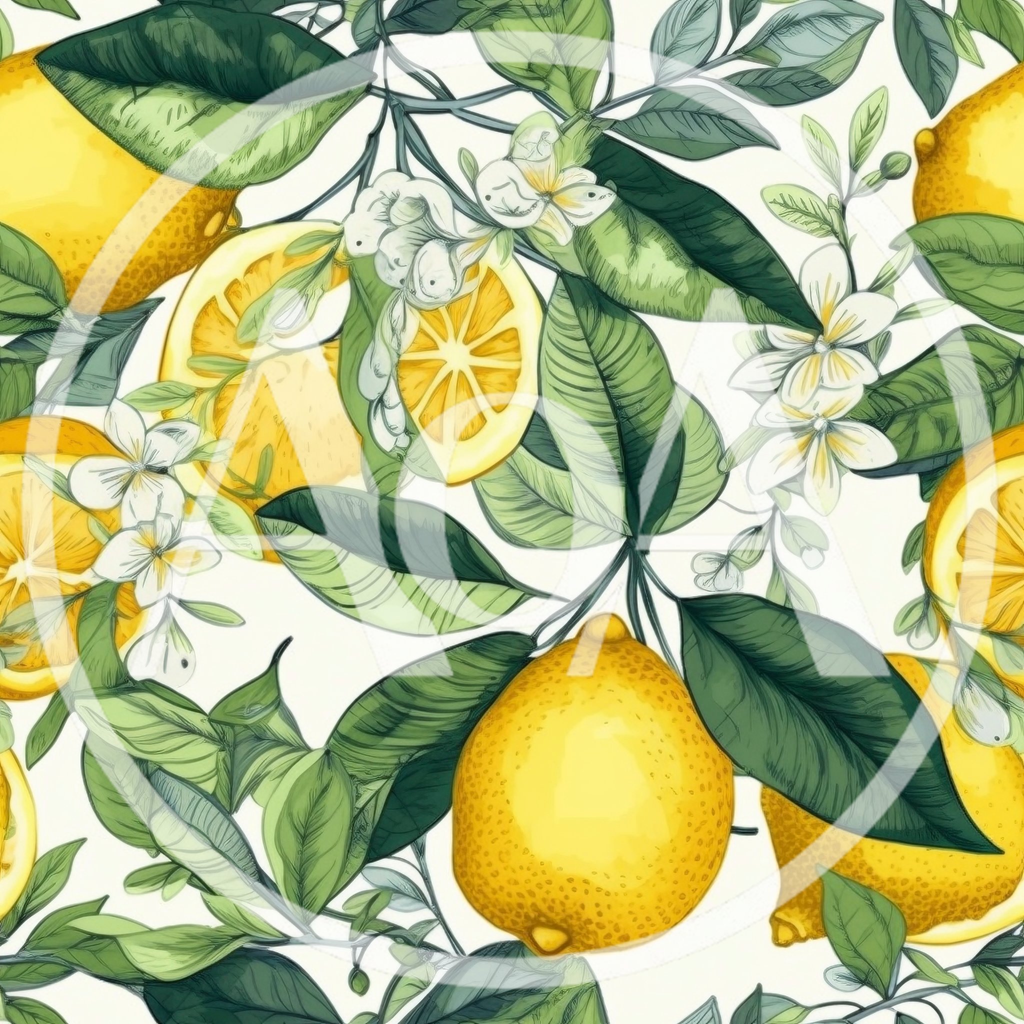 Seamless Pattern With Lemons And Blossoms