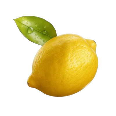 Fresh Yellow Lemon With Green Leaf Isolated