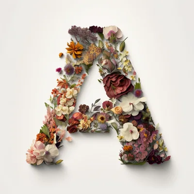 Floral Letter A Composed Of Various Colorful Flowers