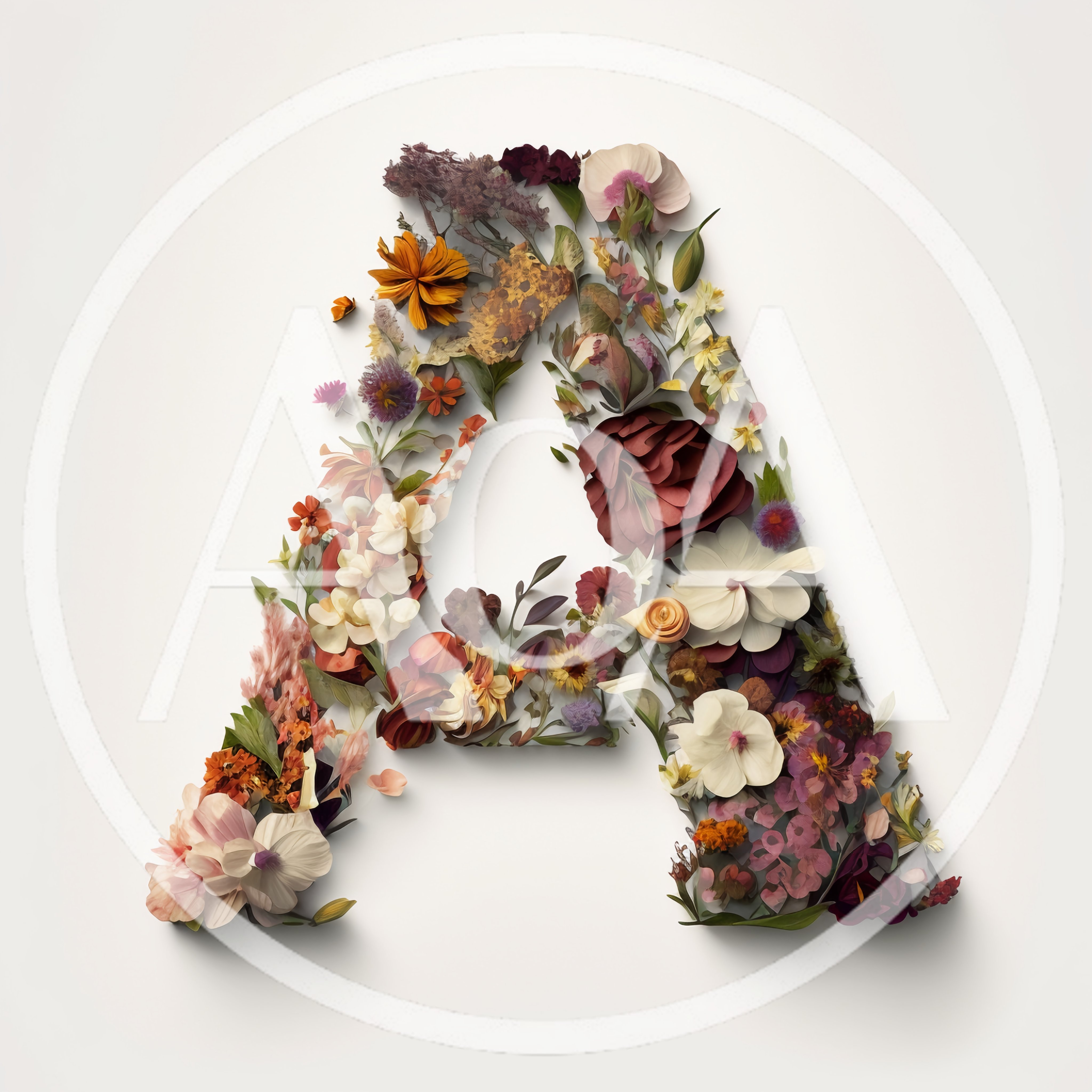 Floral Letter A Composed Of Various Colorful Flowers