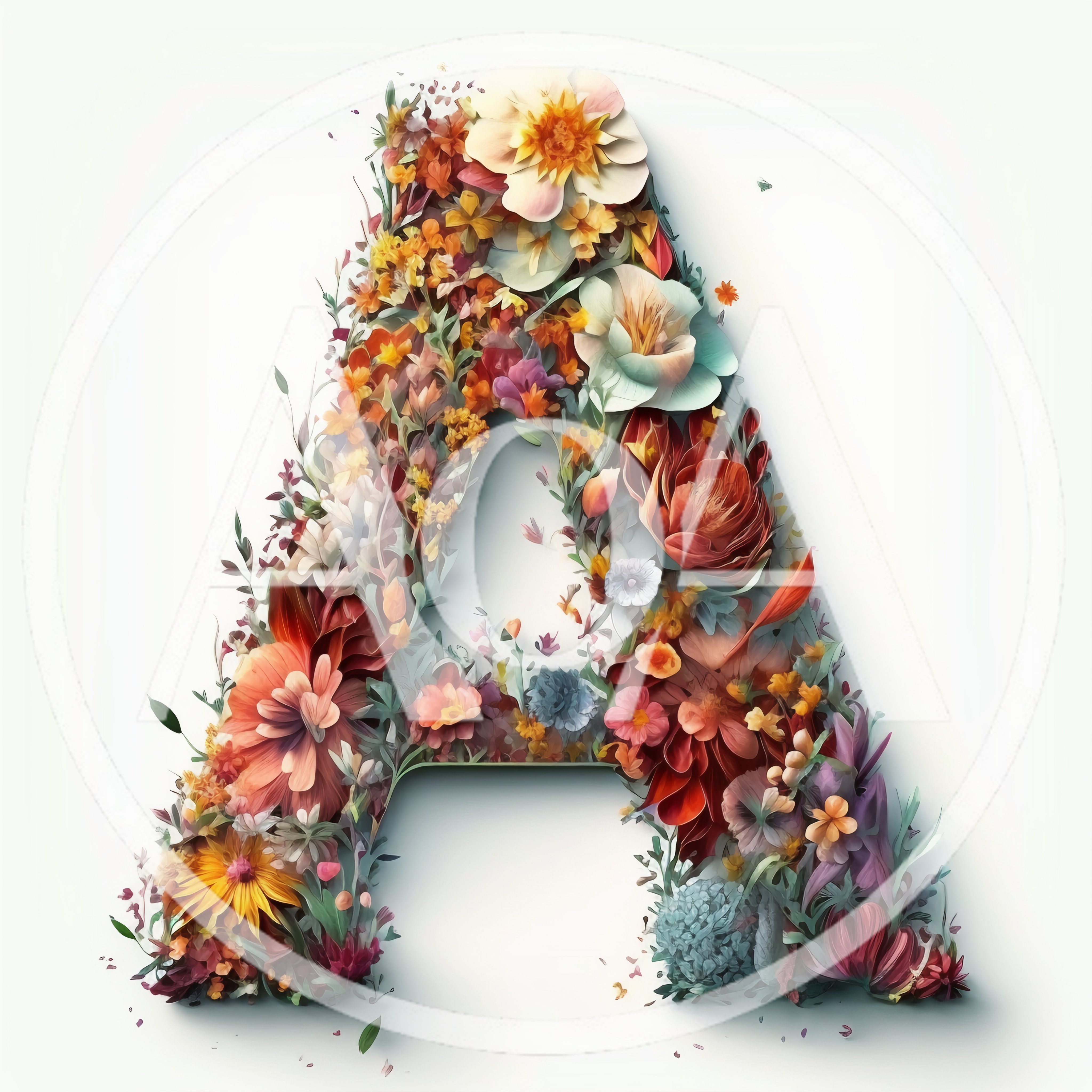 Floral Letter A Made Of Colorful Spring Flowers