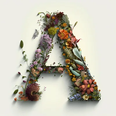 Floral Letter A Composed Of Vibrant Botanical Elements