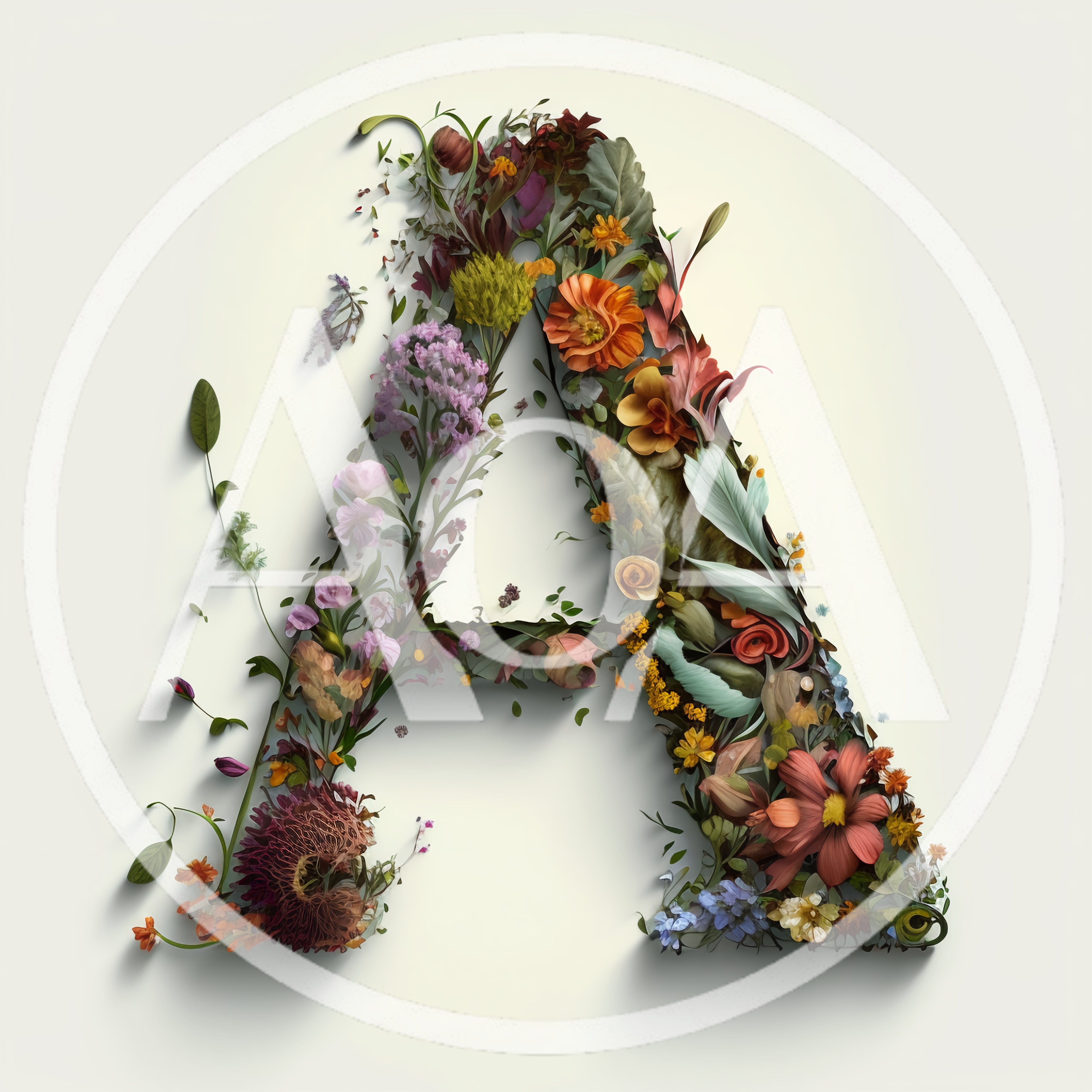 Floral Letter A Composed Of Vibrant Botanical Elements