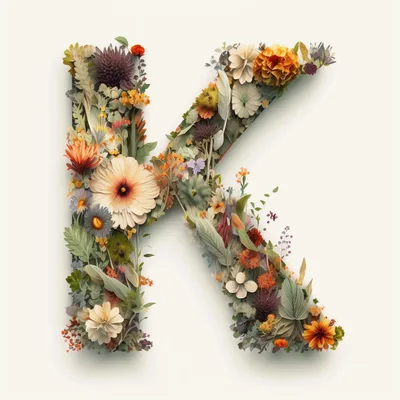 Floral Letter K Typography Design