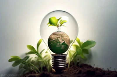 Small Plant Growing Inside A Light Bulb Globe