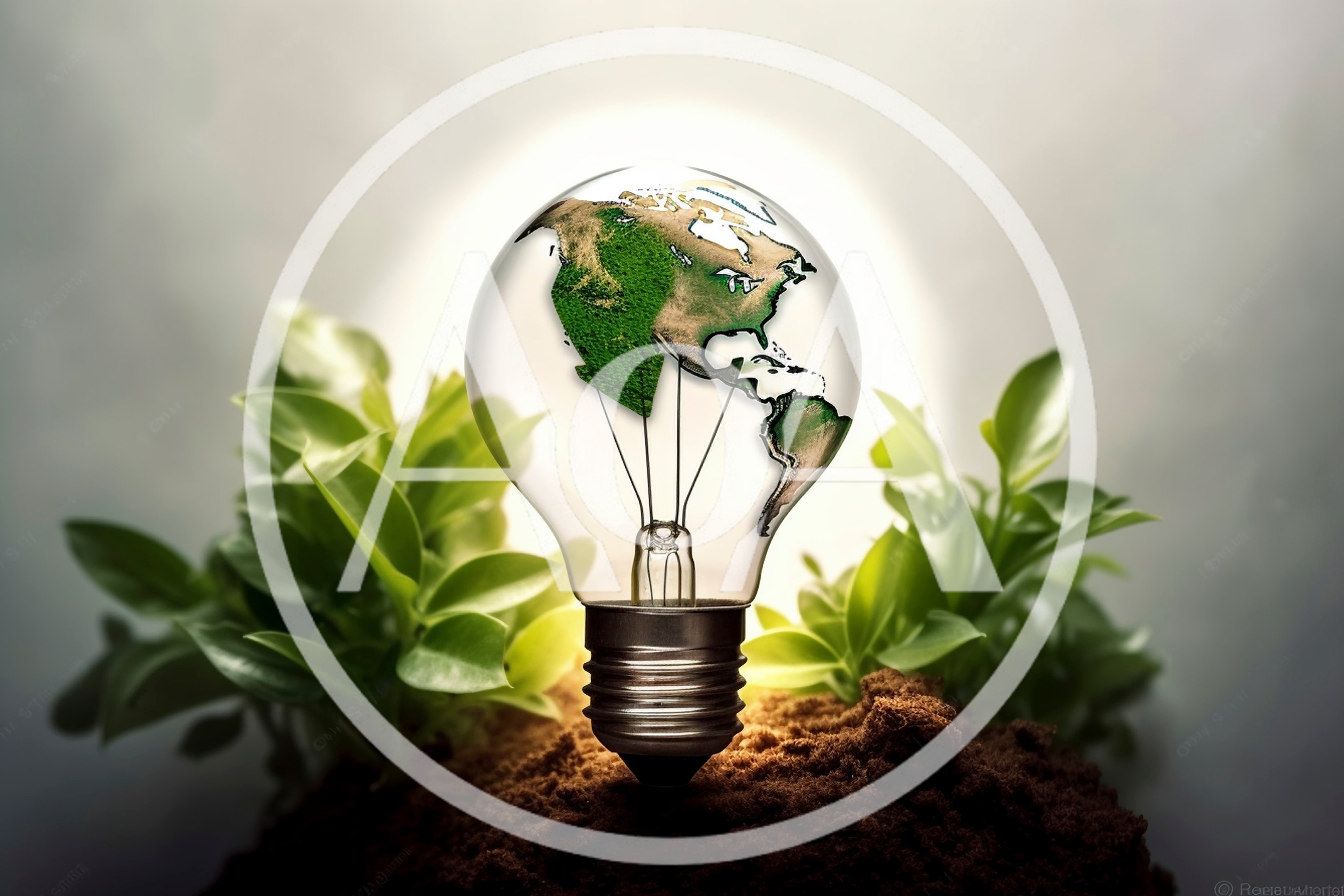 Light Bulb With Earth Map Inside Planted In Soil