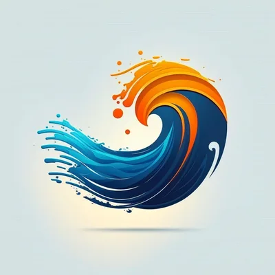 Abstract Wave Graphic With Orange And Blue Swirls