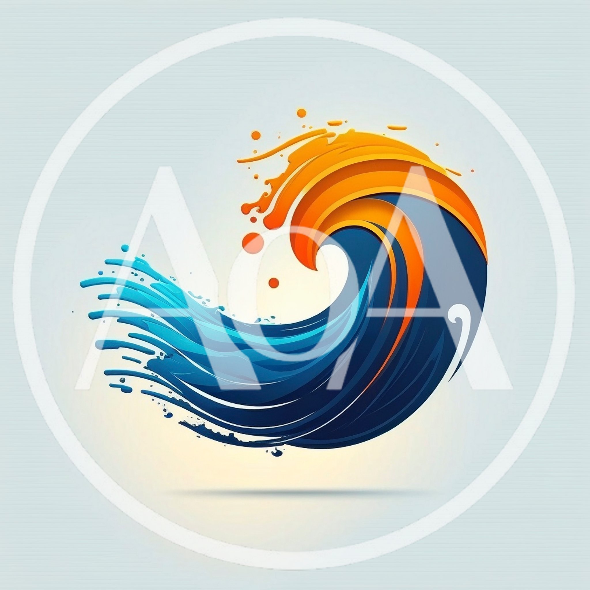 Abstract Wave Graphic With Orange And Blue Swirls