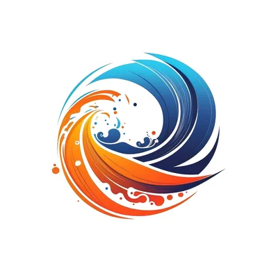 Abstract Circular Wave Logo With Blue And Orange Swirls