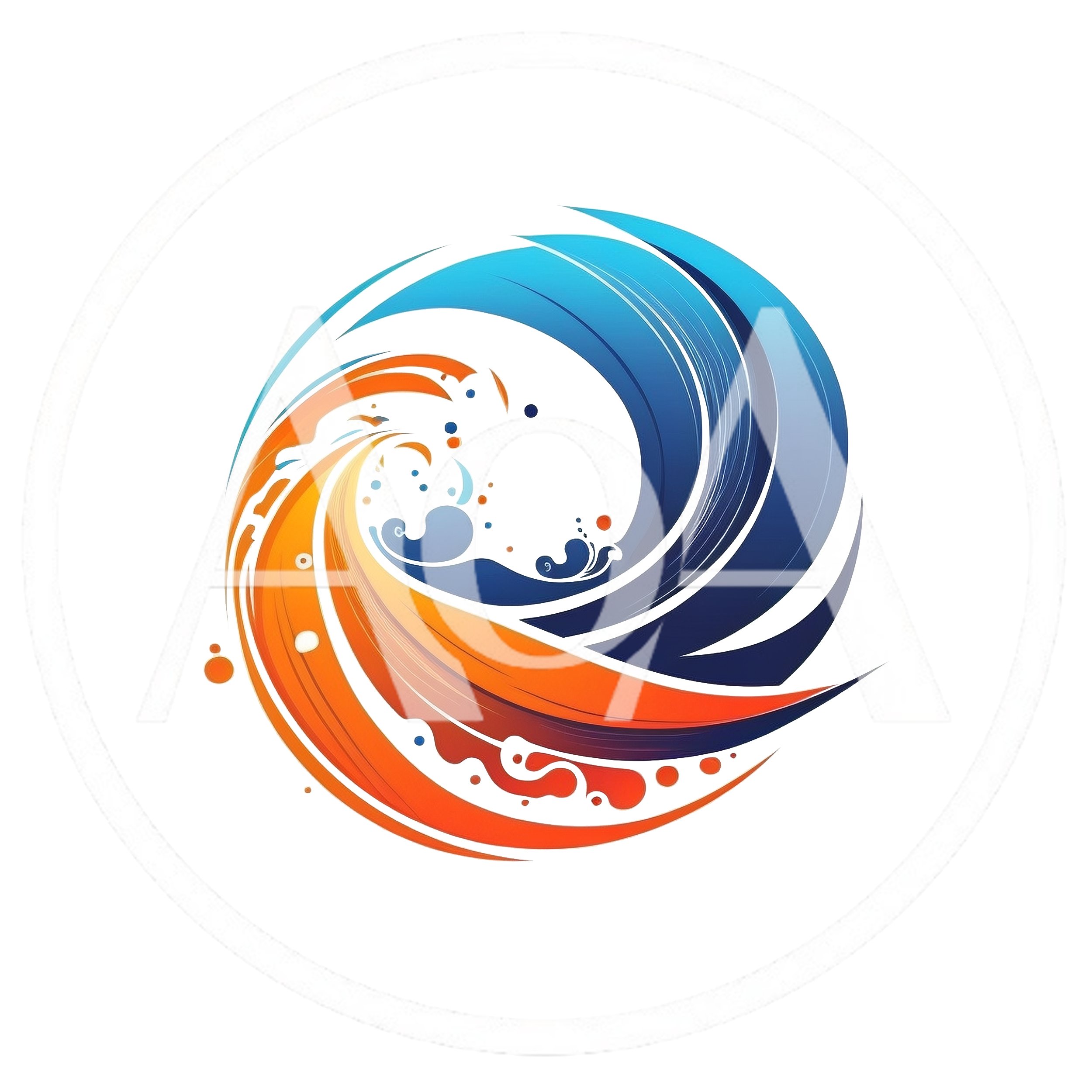 Abstract Circular Wave Logo With Blue And Orange Swirls