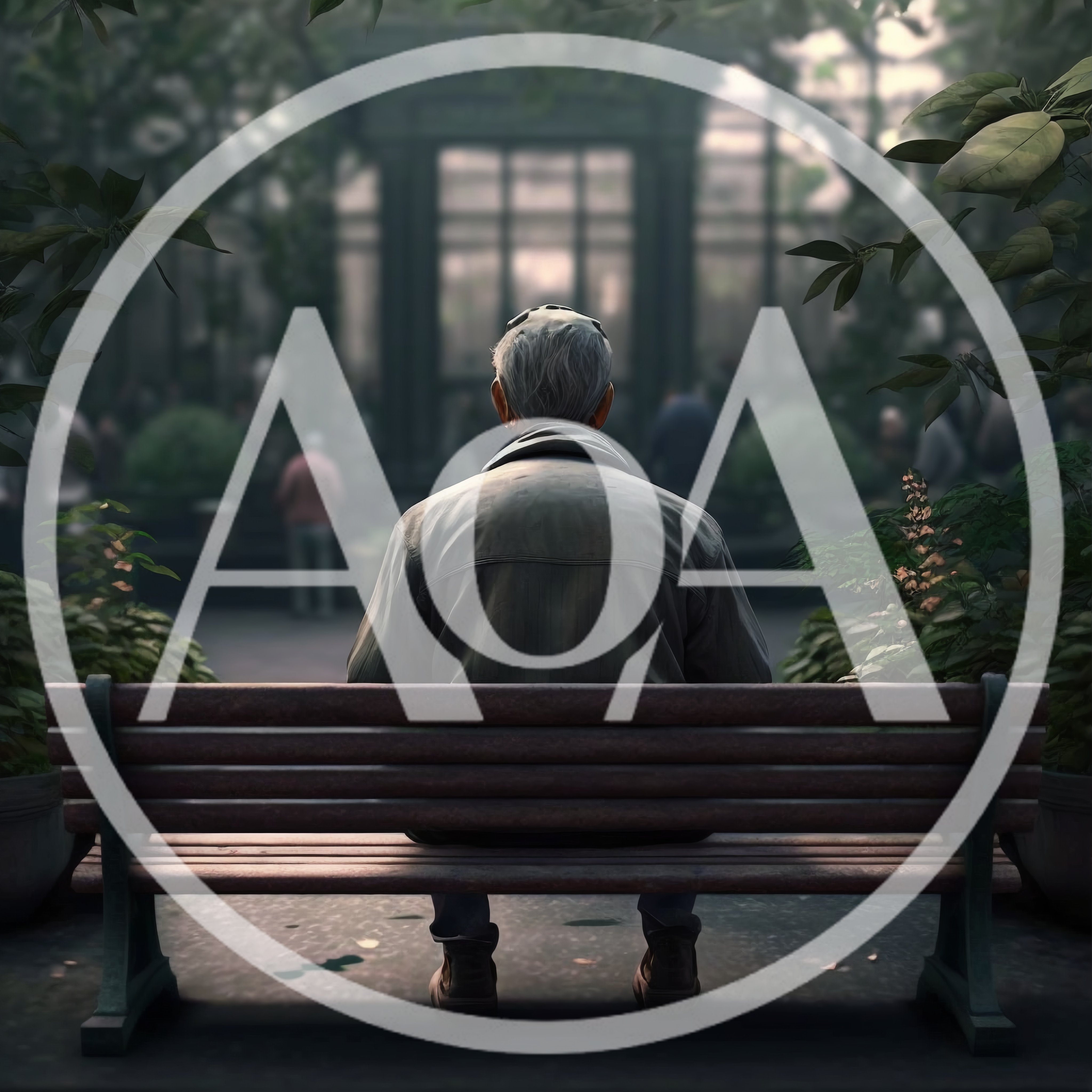 Elderly Man Sitting Alone On A Park Bench