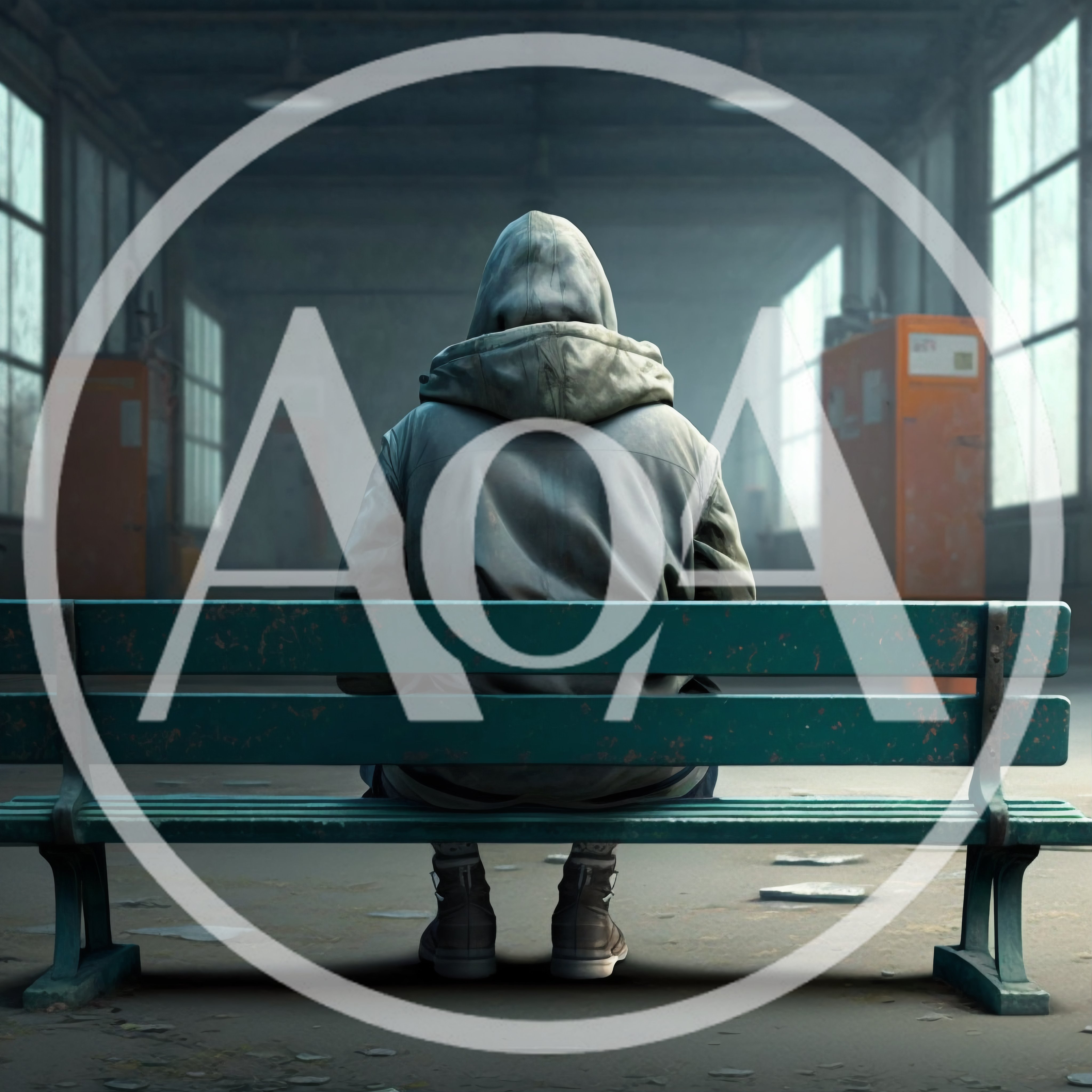 Person In Hooded Jacket Sitting On Bench