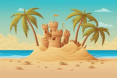 Sandcastle On A Tropical Beach Island