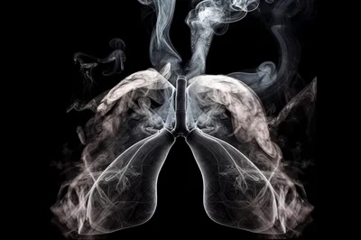 Conceptual Human Lungs Formed From Swirling Smoke