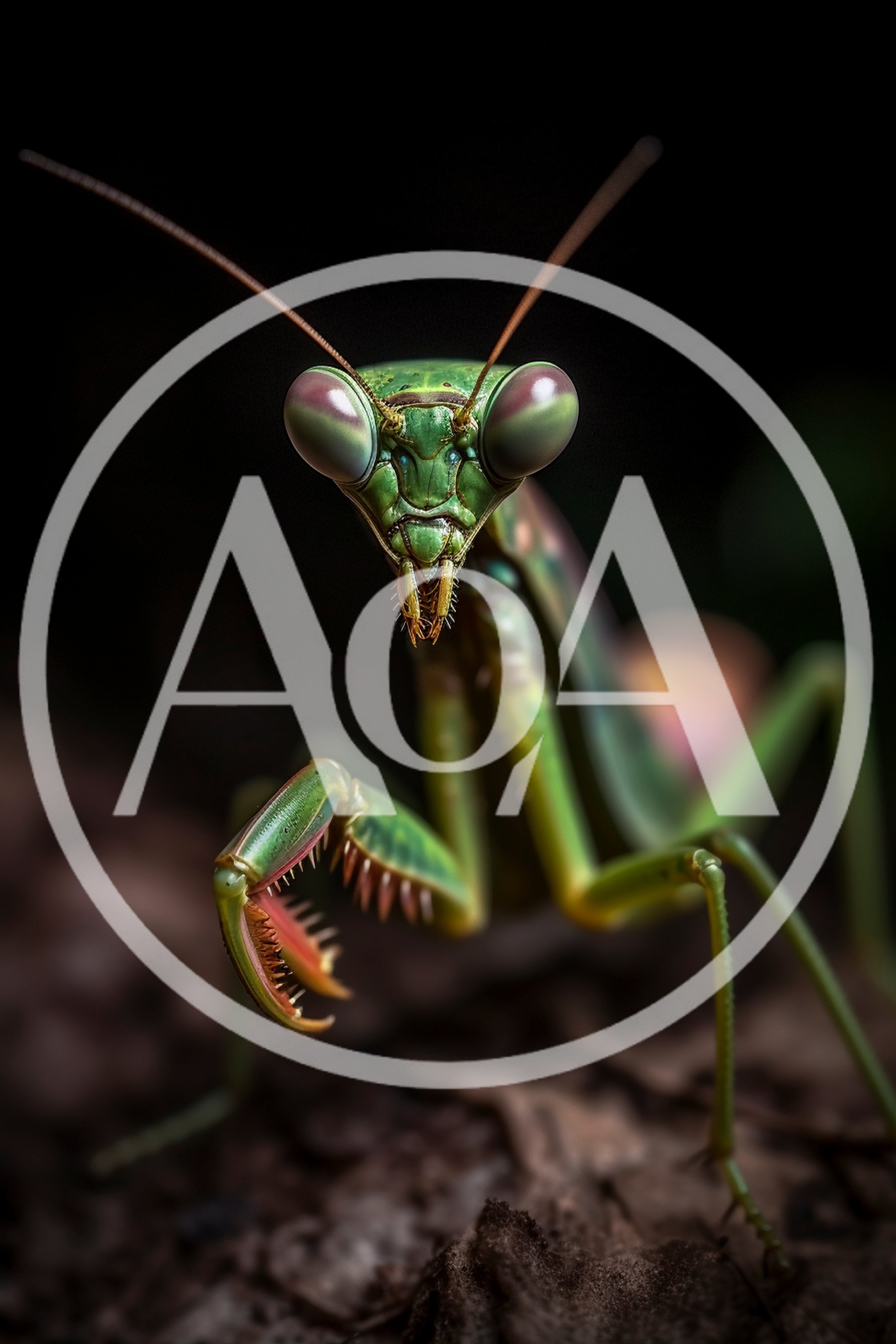 Macro Portrait Of A Green Praying Mantis