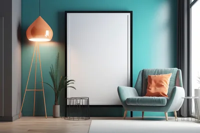 Modern Living Room Interior With Blank Poster Frame