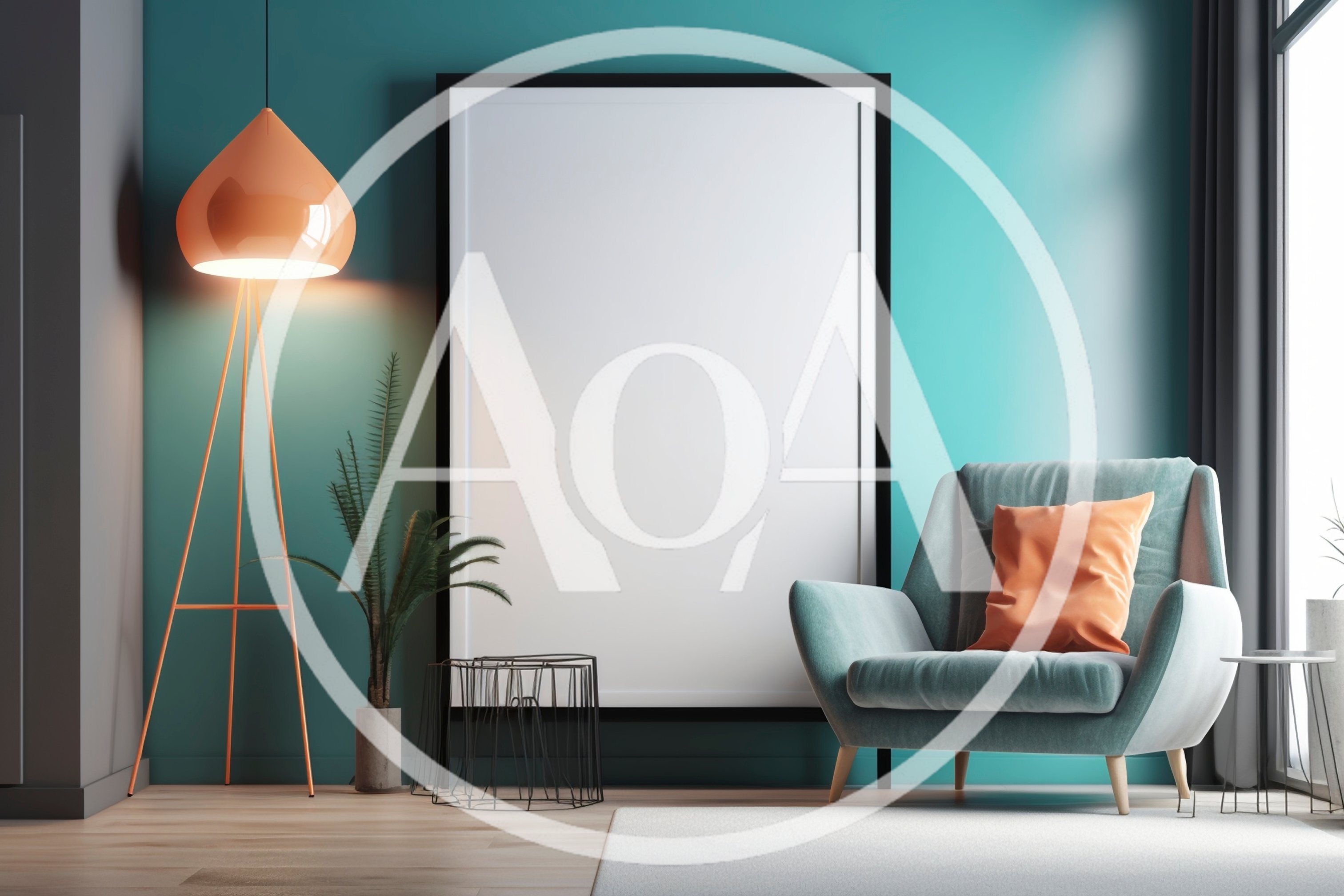 Modern Living Room Interior With Blank Poster Frame