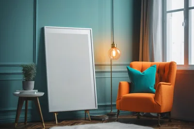 Modern Living Room Interior With Blank Picture Frame