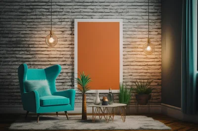 Modern Living Room Interior With Teal Armchair