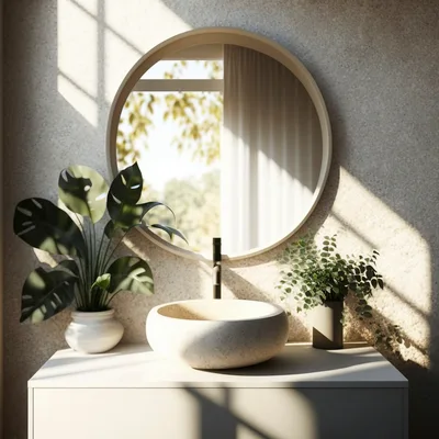 Modern Minimalist Bathroom Vanity With Stone Sink