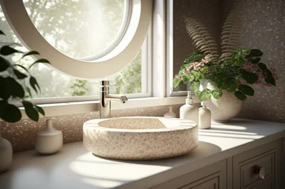 Modern Bathroom Vanity With Stone Vessel Sink