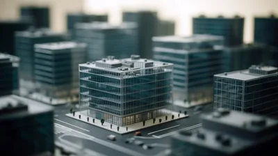 Miniature Architectural Model Of A Modern Cityscape