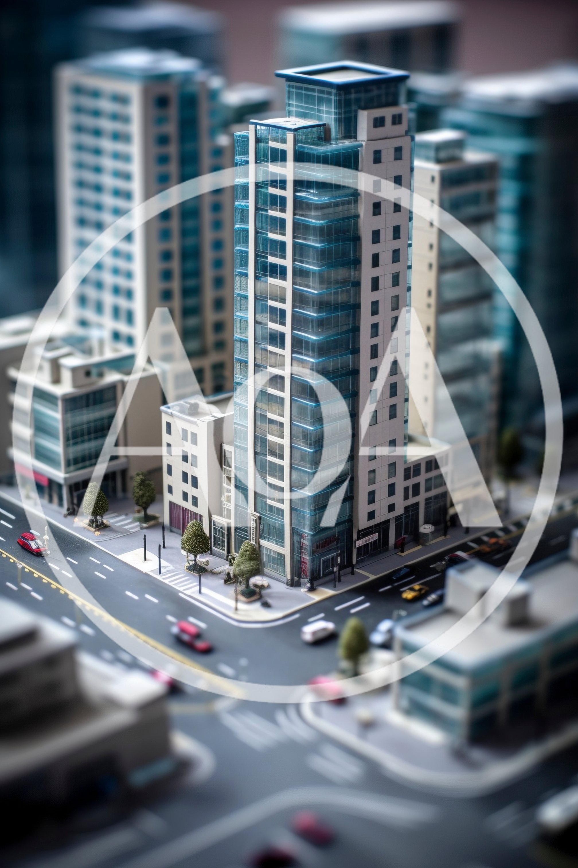 Miniature Tilt Shift Model Of A Modern Cityscape