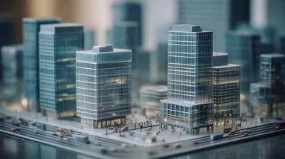 Miniature Architectural Model Of A Modern Cityscape