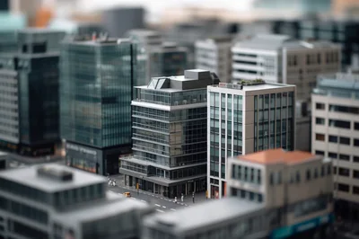 Miniature Tilt Shift Model Of A Modern City