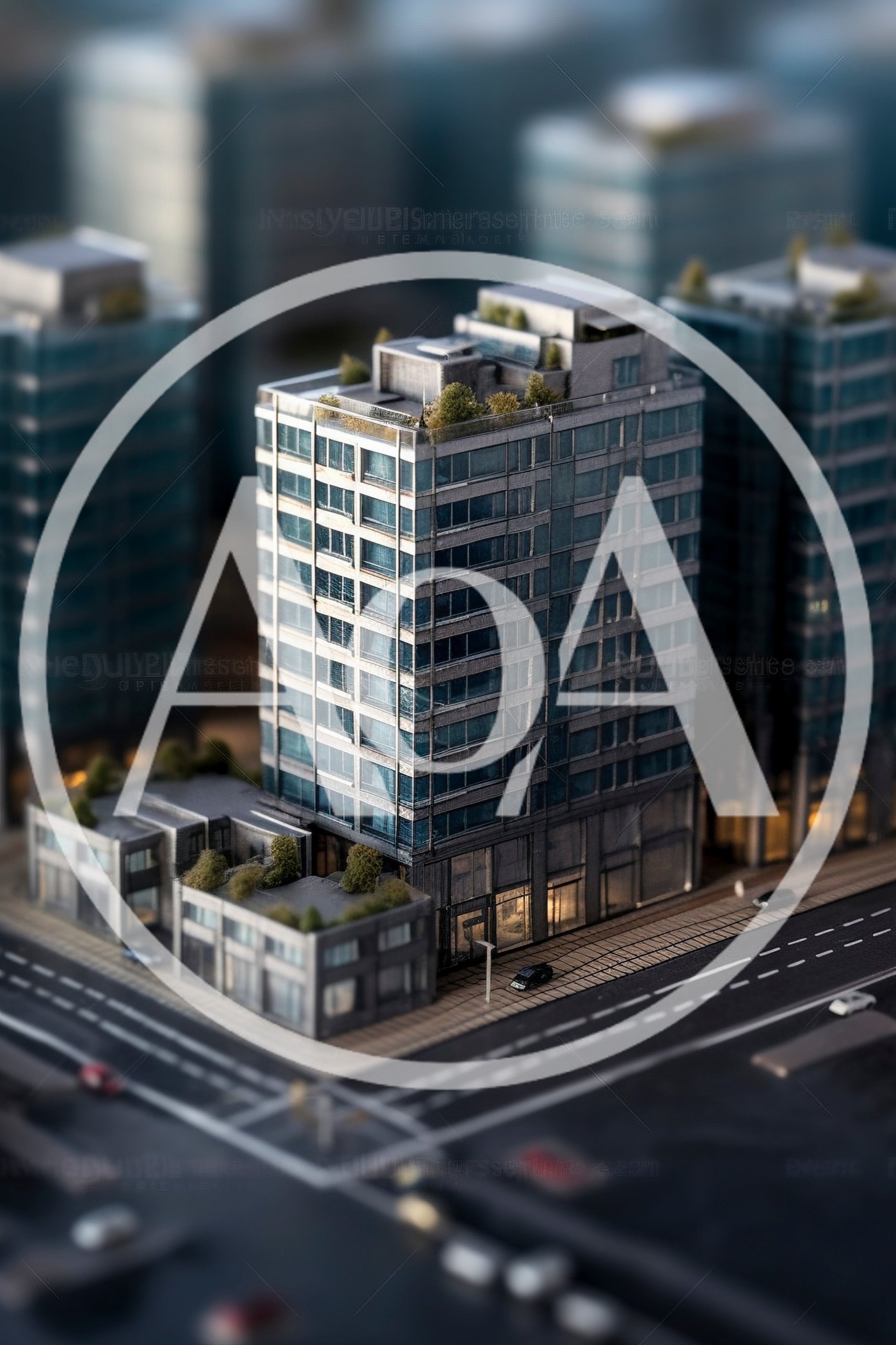 Miniature Tilt Shift Model of Modern City Buildings