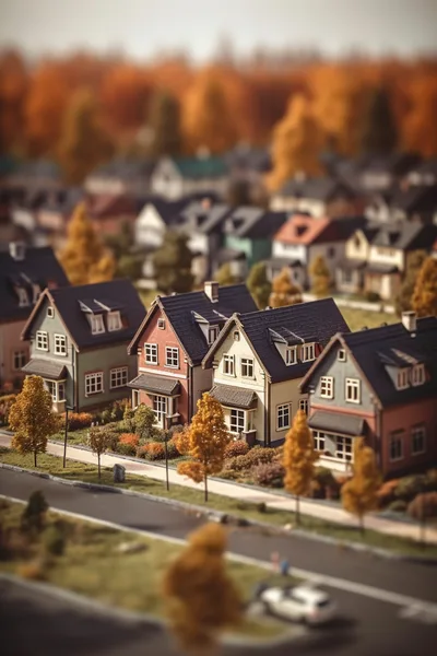 Tilt Shift Miniature Model Of A Suburban Neighborhood