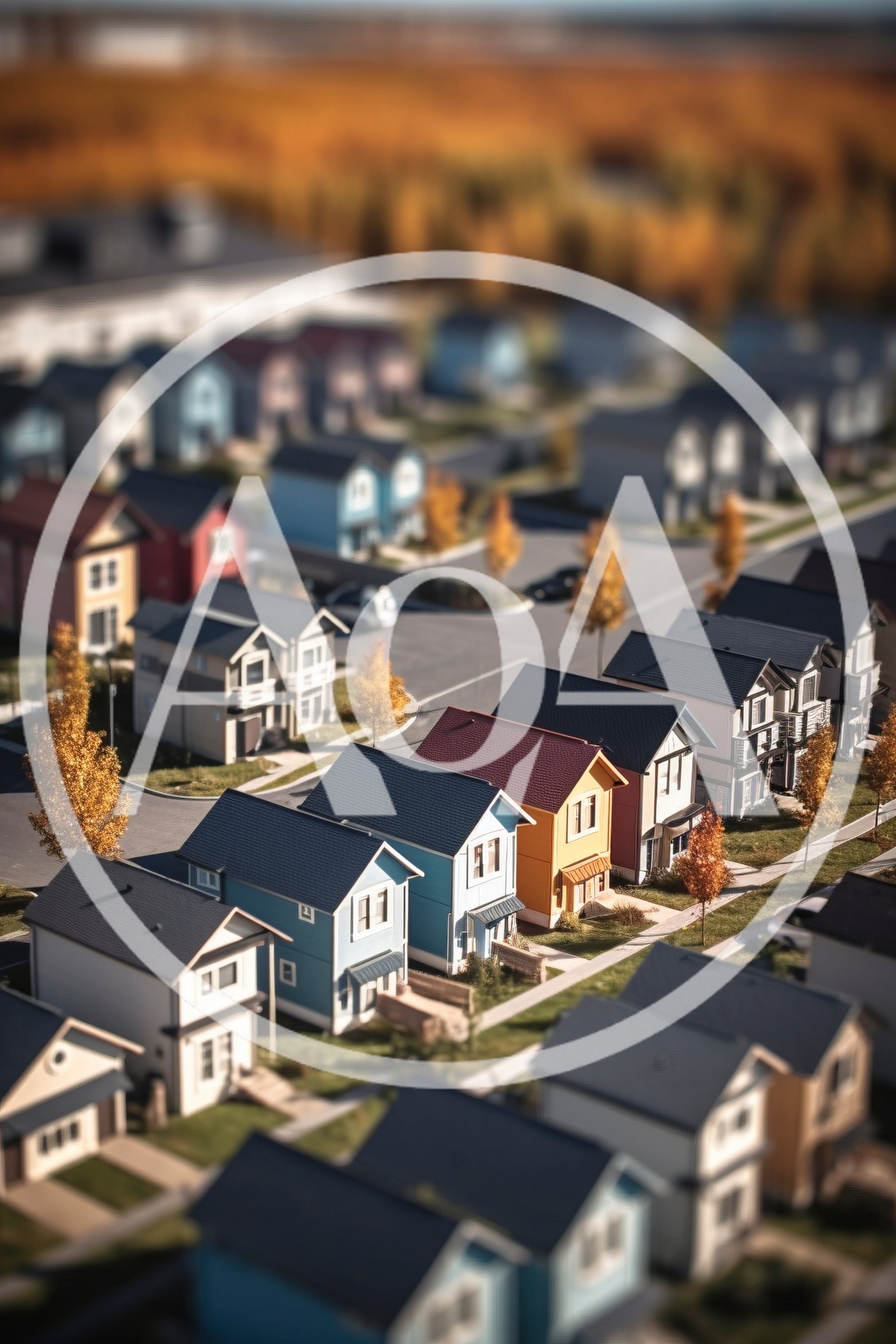 Aerial View Of A Suburban Neighborhood With Tilt Shift Effect
