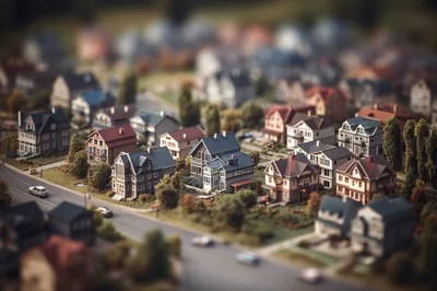 Tilt Shift Miniature Model Of A Suburban Neighborhood